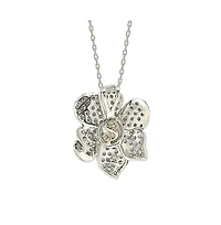Suzy Levian New York Sterling Silver Sapphire & Created White Flower Petal Pendant Necklace