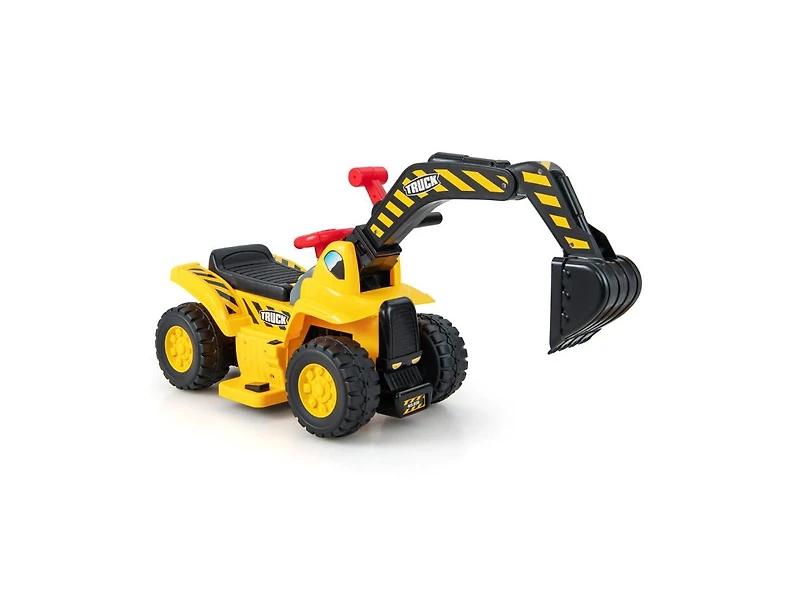 Akiudex Kids Ride On Digger Toy with Adjustable Excavator Arm and Basketball Hoop