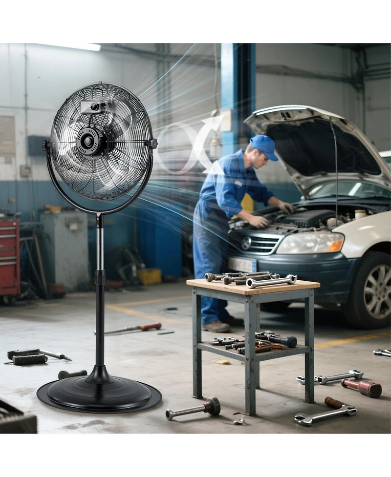 Mecale 18 Inches High Velocity Pedestal Fan with 3 Speeds and Adjustable Height