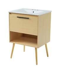Casainc 24" Bathroom Vanity with Sink, Natural Mdf Cabinet with Drawer