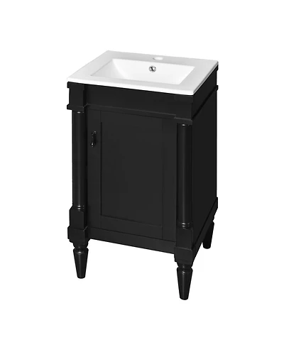 Casainc 18" Freestanding Bathroom Vanity with Sink and Adjustable Shelf for Small Spaces