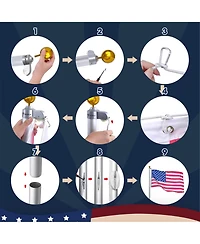 Yescom Bravery 13Gauge Heavy Duty Flag Pole Kit with Solar Light 30Ft High Wind Flagpoles for Outside House In Ground