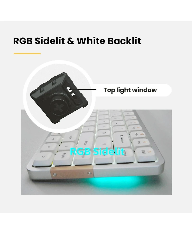 Lofree Flow84 Low-Profile Mechanical Keyboard, 75% Layout, Hot-Swappable, Wireless, Bluetooth, Wired, White Ghost Linear Switches for Windows, Mac