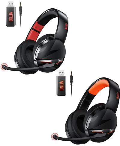 Acer 2.4GHz Flex Wireless Gaming Headset | Red + Orange | 100H Battery, 50mm Drivers, Noise-Canceling Mic | Bluetooth 5.3, 3.5mm | PS4, Pc, Music, Mee