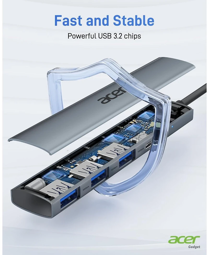Acer Usb-c Hub 10Gbps, Usb 3.2 Gen 2 Adapter with 3 Usb-a & 1 Usb-c Ports