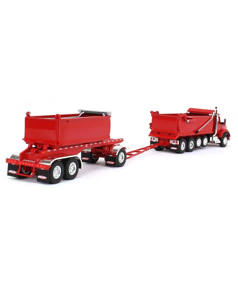 First Gear Dcp 1/64 Viper Red Kenworth T880 Rogue Dump w/ Rogue Transfer Dump Trailer