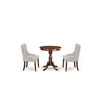 East West Furniture 3-Pc Dinette Table Set - 2 Dining Room Chairs and 1 Kitchen Dining Table (Mahogany Finish)