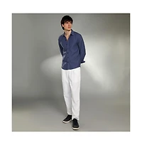 Campus Sutra Men's Aegean Blue Geometric-Weave Textured Shirt