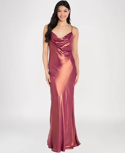 Morgan & Company Juniors Sleeveless Cowl Neck Long Dress