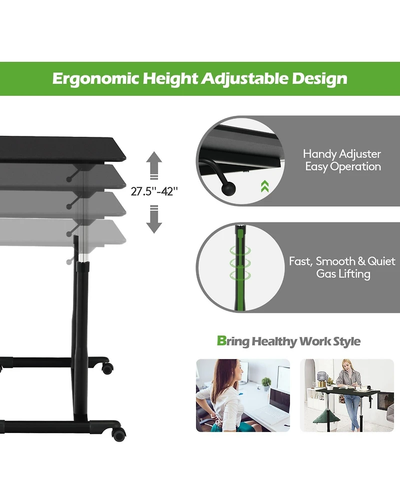 Mecale Height Adjustable Computer Desk Sit to Stand Rolling Notebook Table