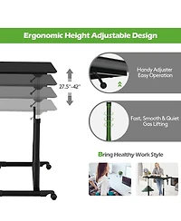 Mecale Height Adjustable Computer Desk Sit to Stand Rolling Notebook Table