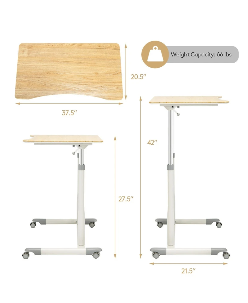Mecale Height Adjustable Computer Desk Sit to Stand Rolling Notebook Table