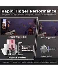 Yunzii RT68 Rapid Trigger Gaming Keyboard,Hall Effect Magnetic Switch,68 Keys,RGB Backlit RGB,Gasket Mount Hot Swap Struture,Adjustable Actuation Tkl