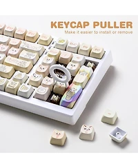 Yunzii Dye-Sub Pbt Keycap Set, Mao Profile, 143 Full Keys Cute Cat Custom Keycaps with Key Puller for Cherry Gateron Mx Switches Mechanical Gaming Key