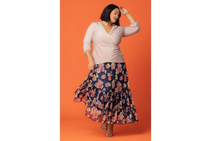 Kiyonna Plus Isla Tiered Mesh Maxi Skirt