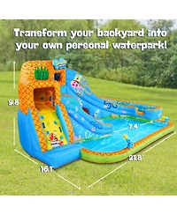 Sunny & Fun SpongeBob Deluxe Inflatable Water Slide with Climbing Wall, 2 Slides & Splash Pool