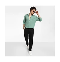Campus Sutra Men's Sea Green Hollow Knit Oversized Shirt