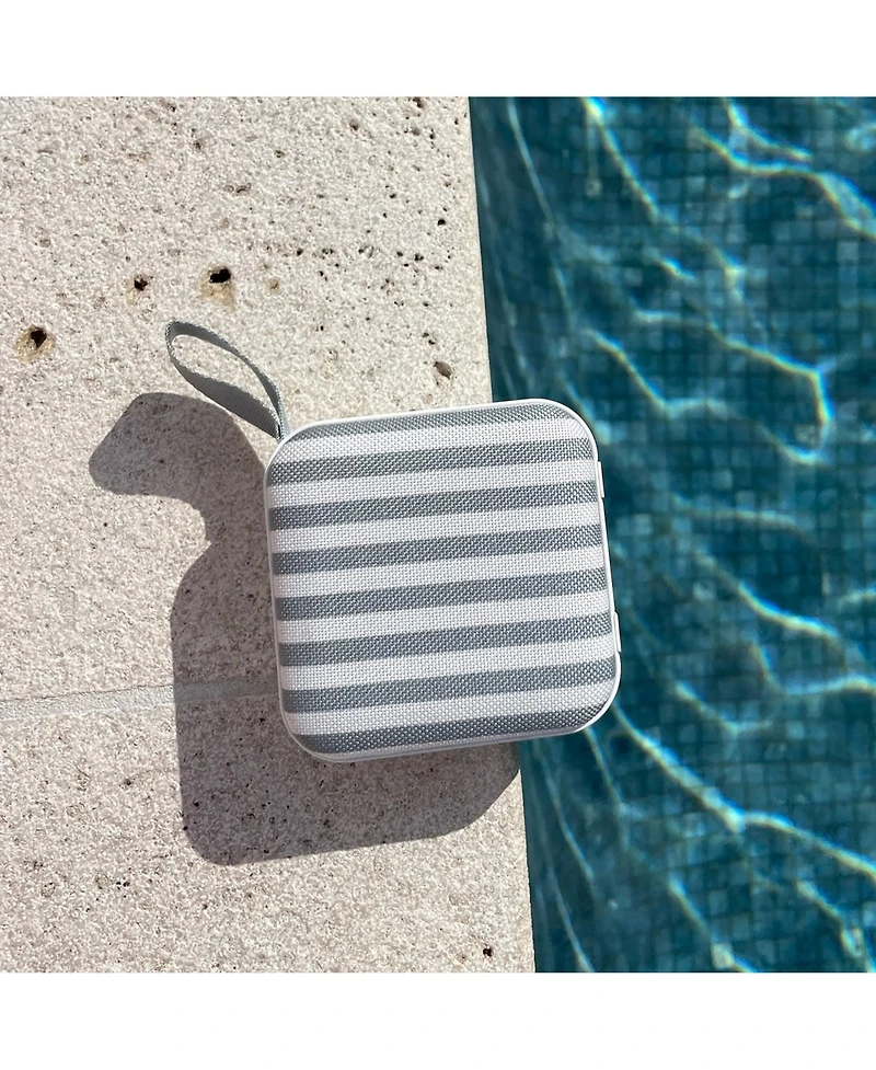 Sunnylife Portable Travel Speaker: Vacay Olive Stripe