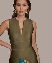 Donna Karan New York Women's Split V-Neck Floral Sheath Dress