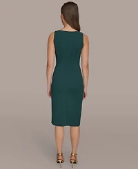 Donna Karan New York Women's Crepe Hardware A-Line Midi Dress