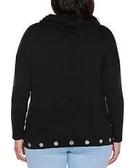 Belldini Plus Hacci Cowl Neck Knit Top