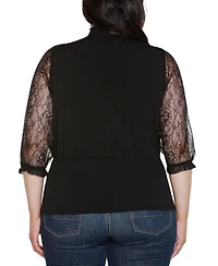 Belldini Plus Mixed-Media Embellished Knit Top