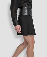 Dkny Women's Paneled Mix Media Scuba Mini Skirt