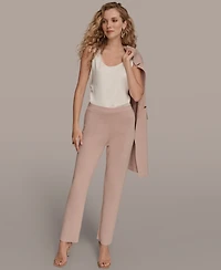 Donna Karan New York Women's Mid Rise Knit Straight Ankle Sweater Pants