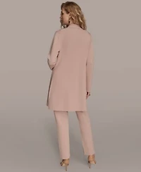 Donna Karan New York Womens Long Blazer Coat Sleeveless Boat Neck Tank Top Mid Rise Knit Straight Ankle Sweater Pant