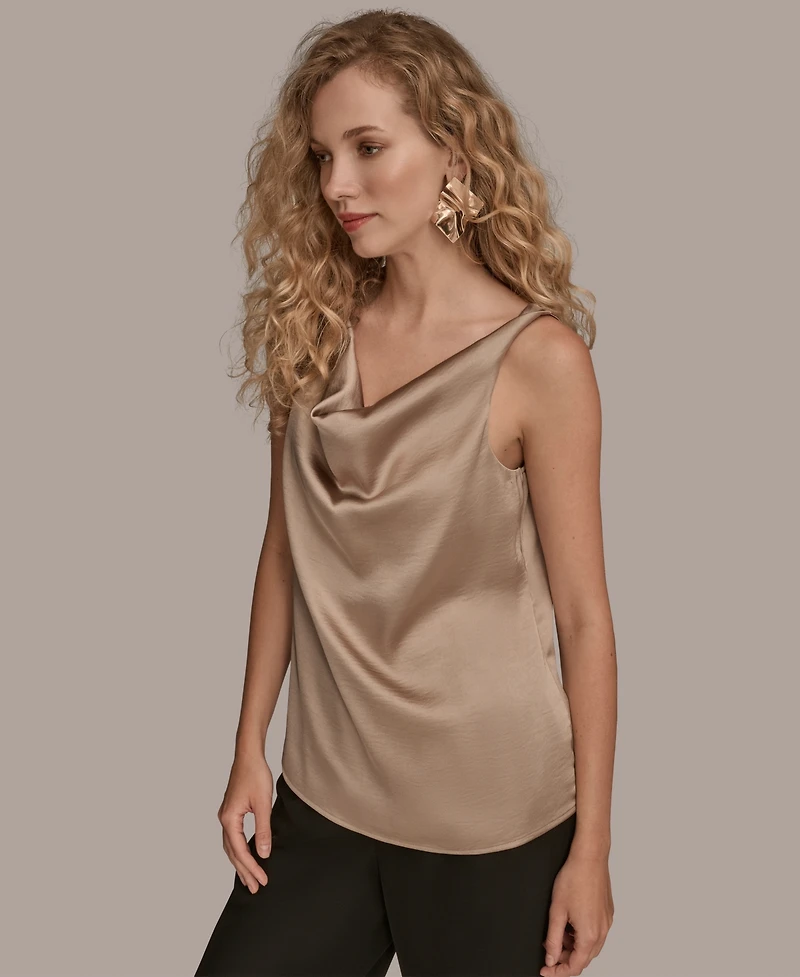 Donna Karan New York Women's Charmeuse Cowl Neck Tank Top