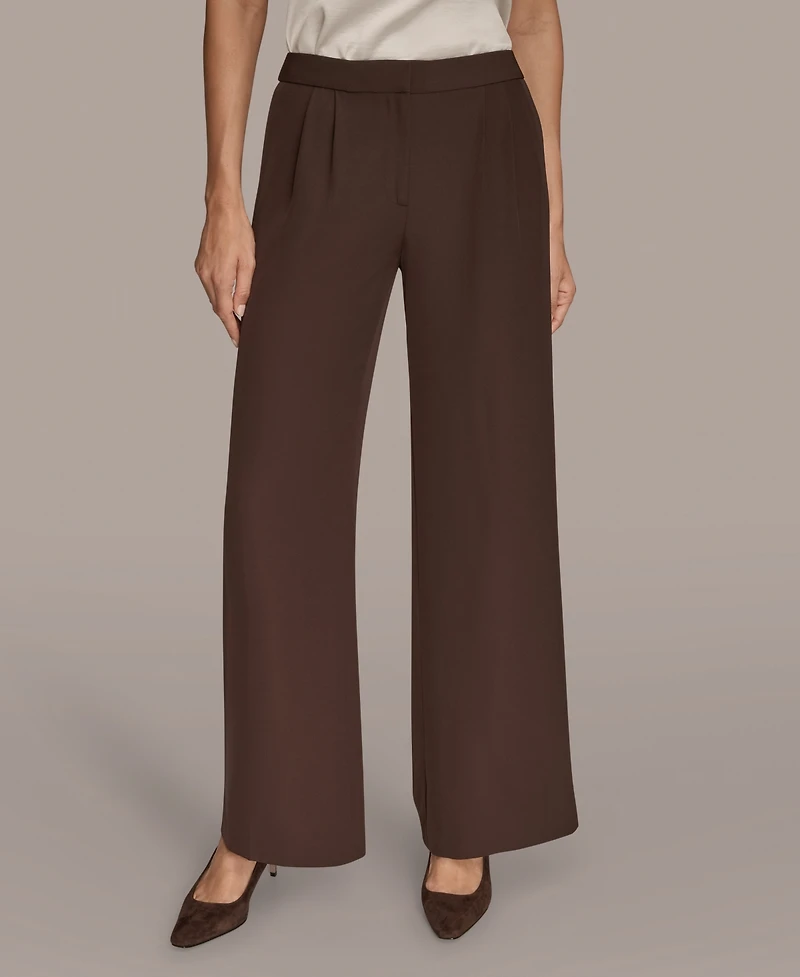 Donna Karan New York Women's Petites High Waist Wide Leg Pants, Regular & Petite