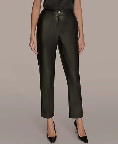 Donna Karan New York Women's Faux Leather Slim Leg Pants, Regular & Petite