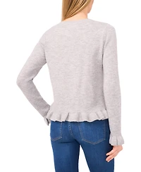 CeCe Women's Ruffle Edge Detail Long Sleeve Cardigan Sweater