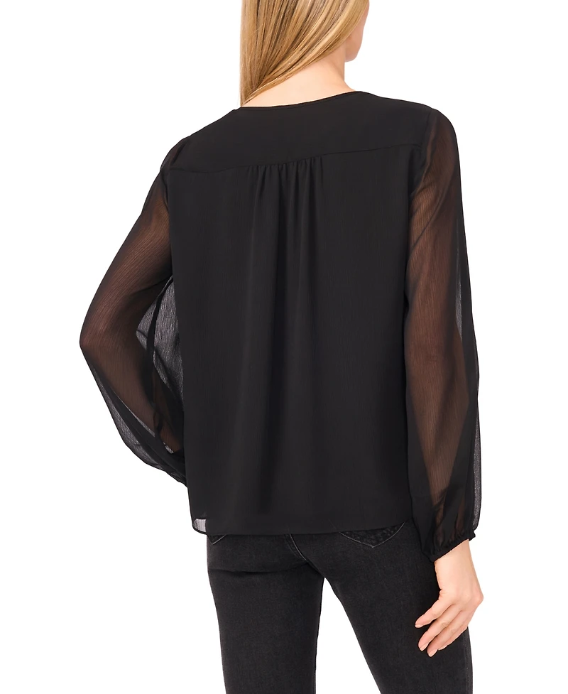CeCe Women's Long Sleeve Ruffle Detail Top