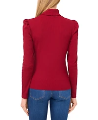 CeCe Women's Puff-Shoulder Long-Sleeve Turtleneck Top