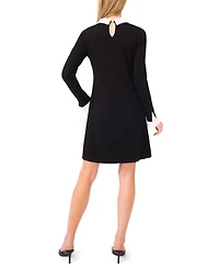 CeCe Women's Woven Collar Sweater Dress