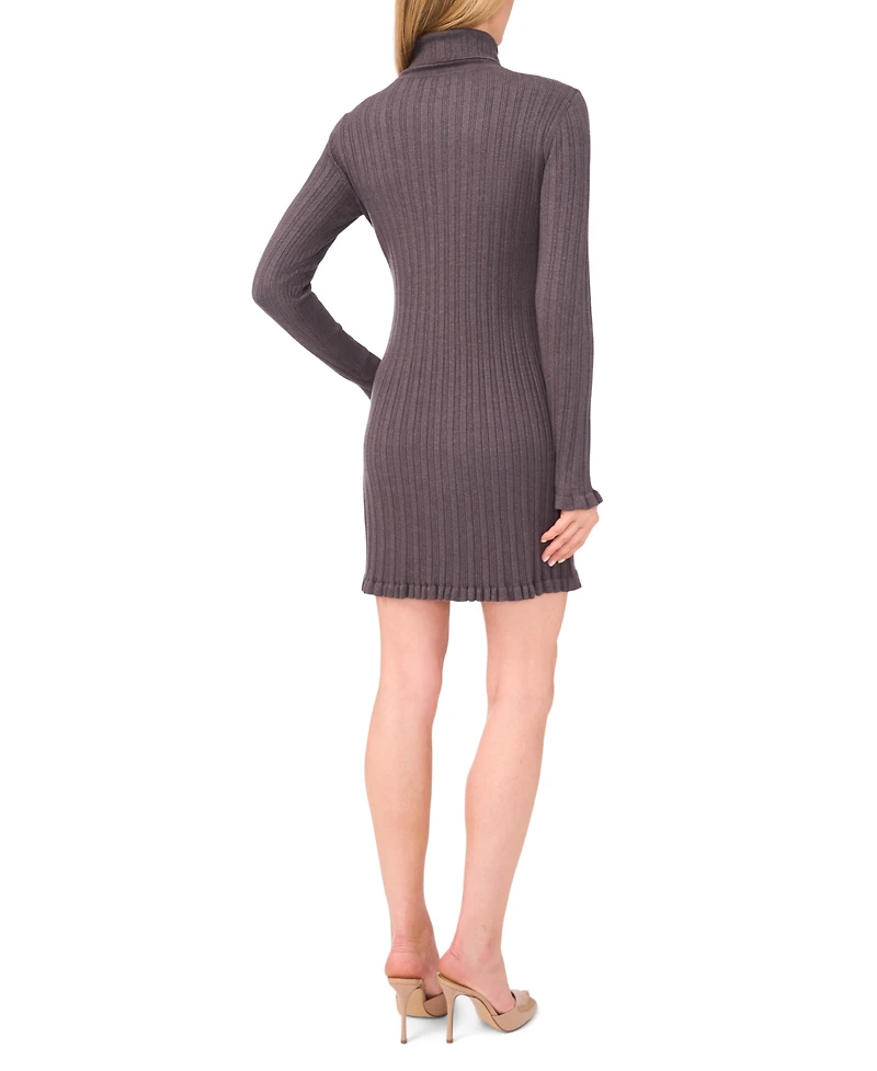 CeCe Women's Turtle Neck Ribbed Sweater Dress