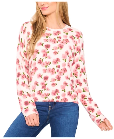 CeCe Women's Flower Printed Pullover Sweater
