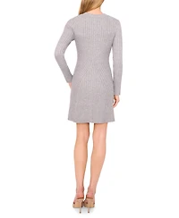 CeCe Women's Long Sleeve Ribbed Sweater Dress