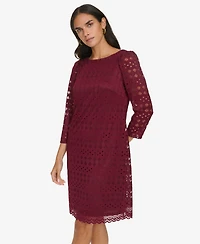 Jessica Howard Petite Lace 3/4-Sleeve Shift Dress