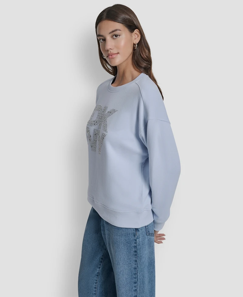 Dkny Jeans Women's Rhinestone Crew Neck Sweatshirt