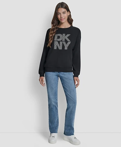 Dkny Jeans Women's Rhinestone Crew Neck Sweatshirt