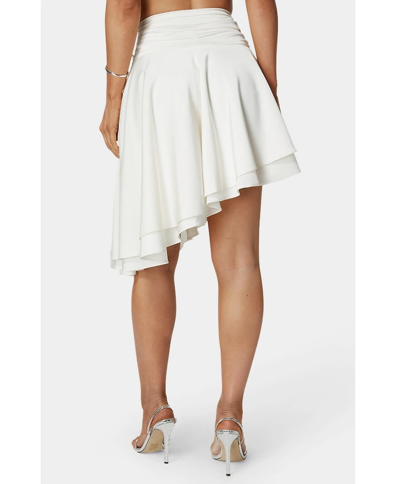 Bebe Women's Asymmetric Satin Midi Skirt