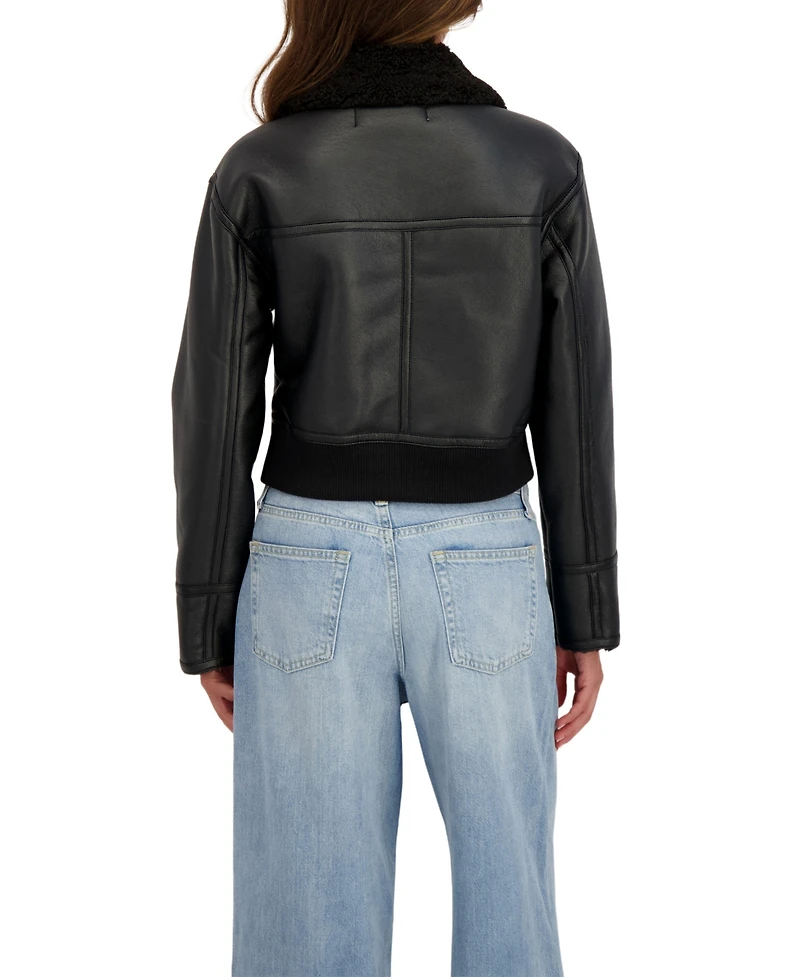 Sebby Collection Women's Cropped Faux Shearling Jacket