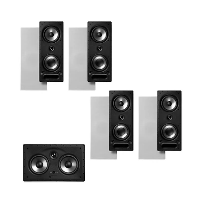 Polk Audio 265-rt 3 Way Vanishing In Wall Speakers (4 Pack) and 255c-rt Center Channel Speaker Bundle (White)