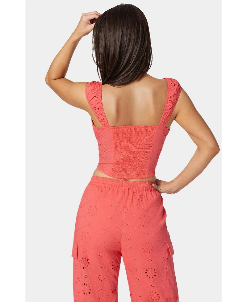 Bebe Women's Eyelet Lace Up Corset