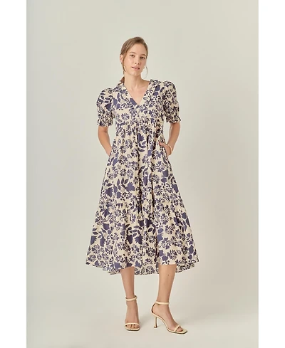 English Factory Women's Floral Print Tiered Midi Dress