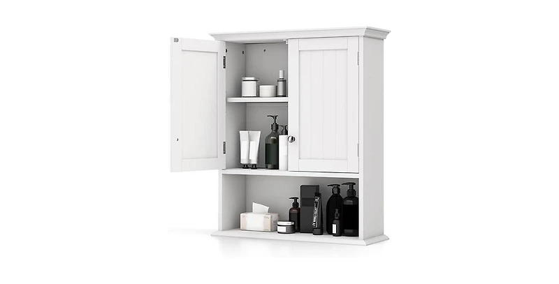Wall-Mounted Bathroom Medicine Cabinet with Open Storage Shelf for Easy Access