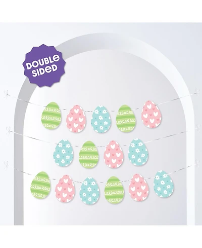 Big Dot of HappinessEaster Egg Garland Banner, 10 Feet of Cord, 15 Pastel Eggs