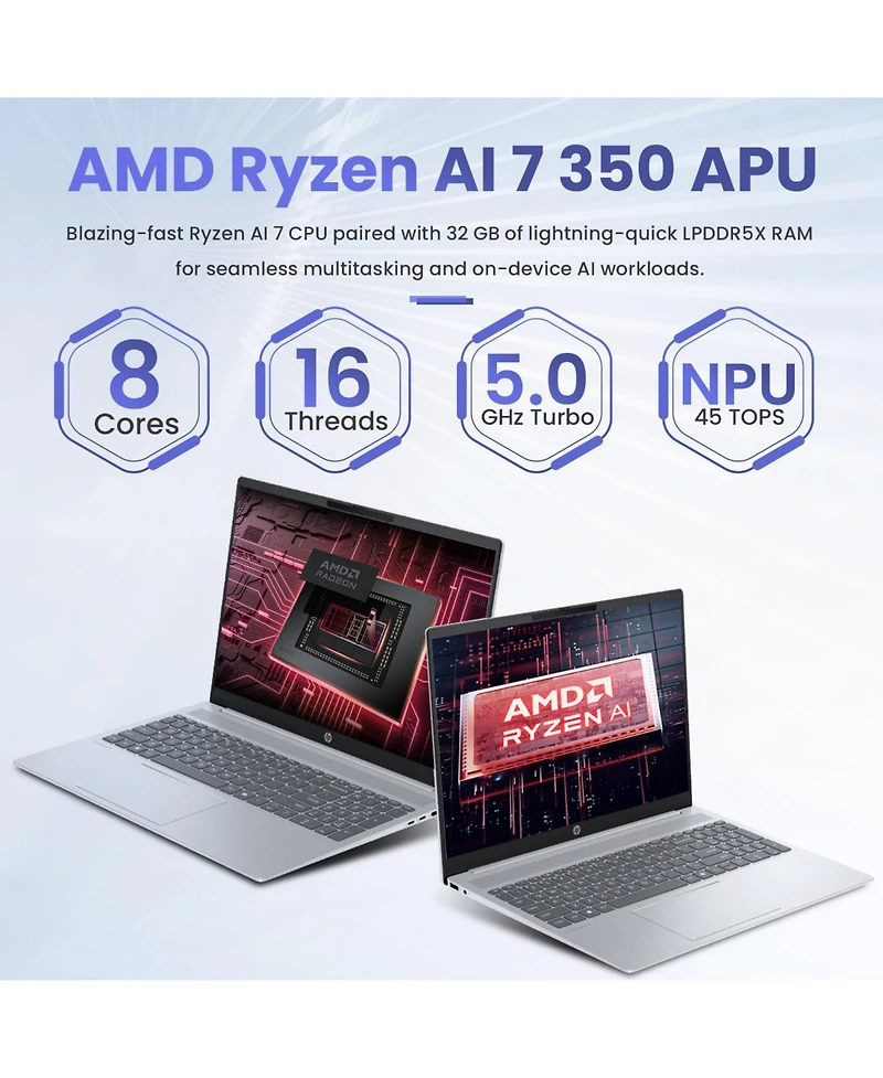 Hp OmniBook 16" Premium Traditional Laptop Amd Ryzen Ai 7 350 32GB Ram Amd Radeon Graphics 1TB Ssd Storage Windows 11 Home Fhd+ 60Hz - Silver